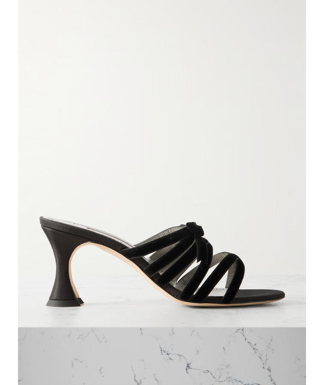 MANOLO BLAHNIK Черные бархатные мюли, фото 5