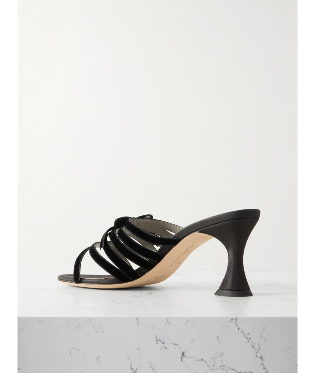 MANOLO BLAHNIK Черные бархатные мюли, фото 3