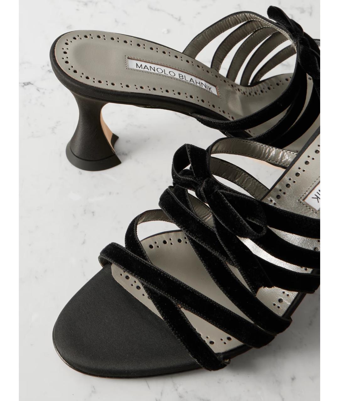 MANOLO BLAHNIK Черные бархатные мюли, фото 4