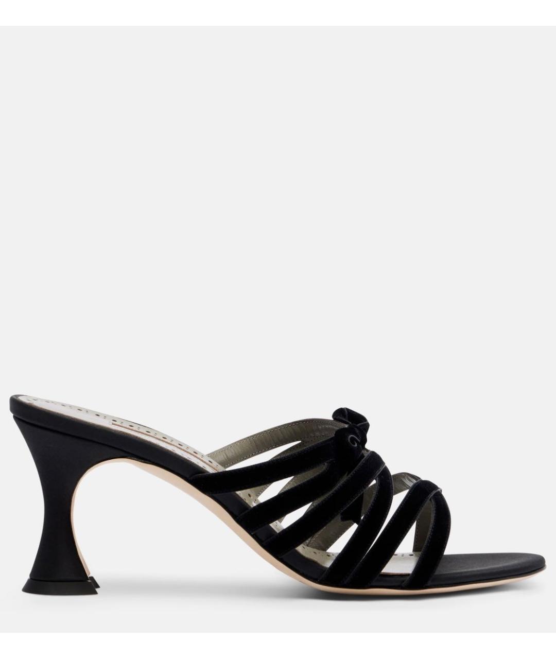 MANOLO BLAHNIK Черные бархатные мюли, фото 8