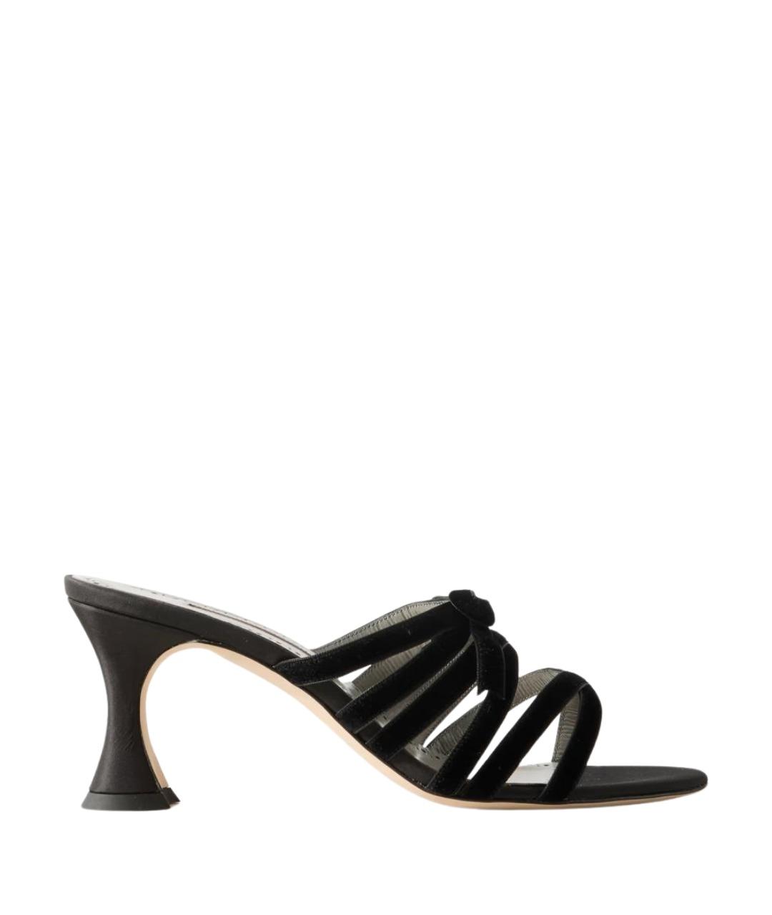 MANOLO BLAHNIK Черные бархатные мюли, фото 1