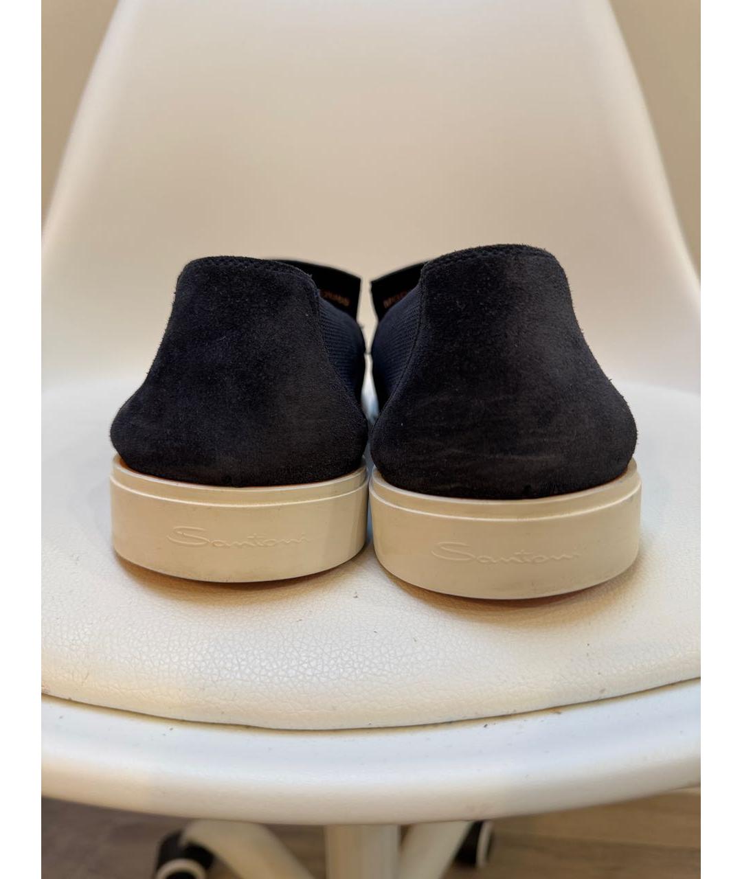 SANTONI Темно-синие текстильные лоферы, фото 4