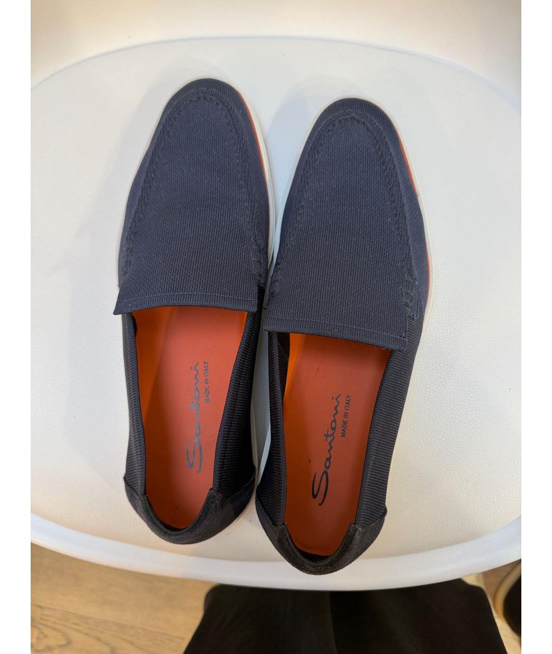 SANTONI Темно-синие текстильные лоферы, фото 3