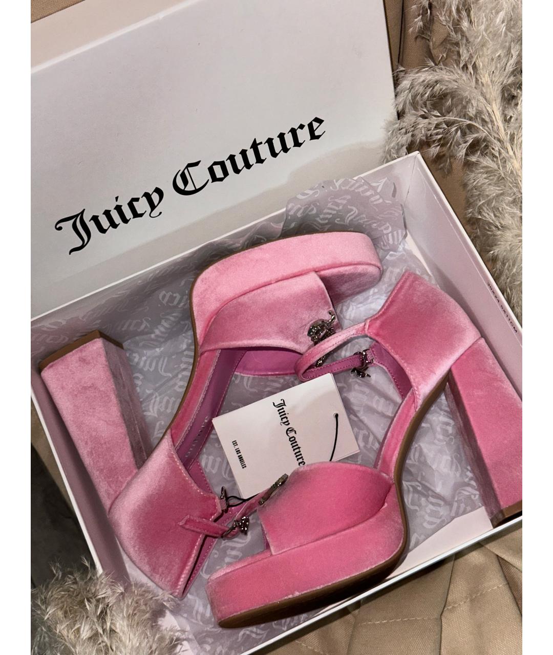 JUICY COUTURE Розовые бархатные босоножки, фото 8