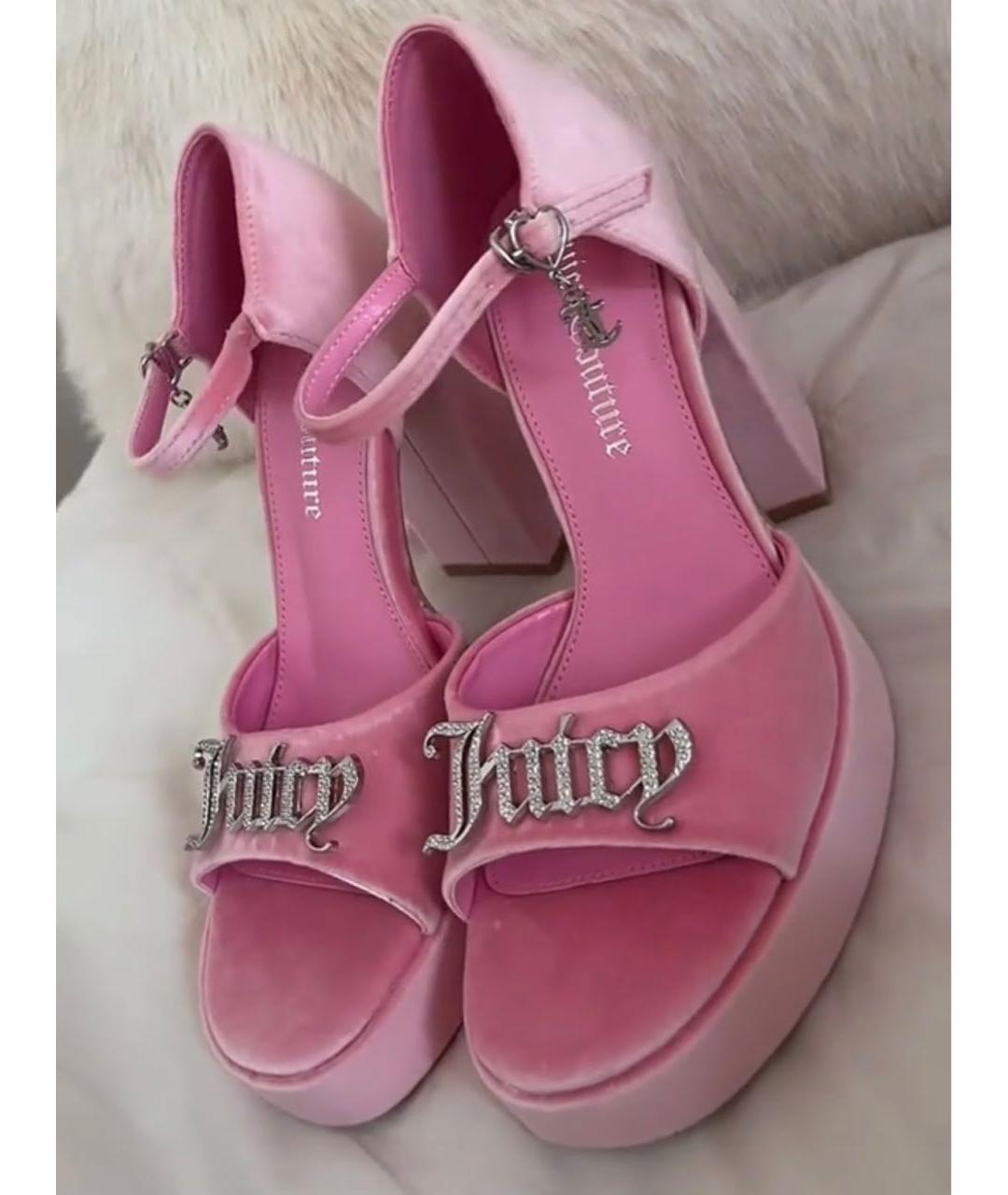 JUICY COUTURE Розовые бархатные босоножки, фото 5