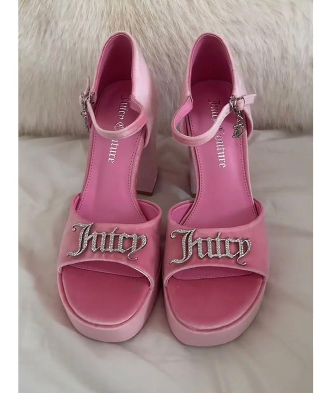 JUICY COUTURE Розовые бархатные босоножки, фото 6
