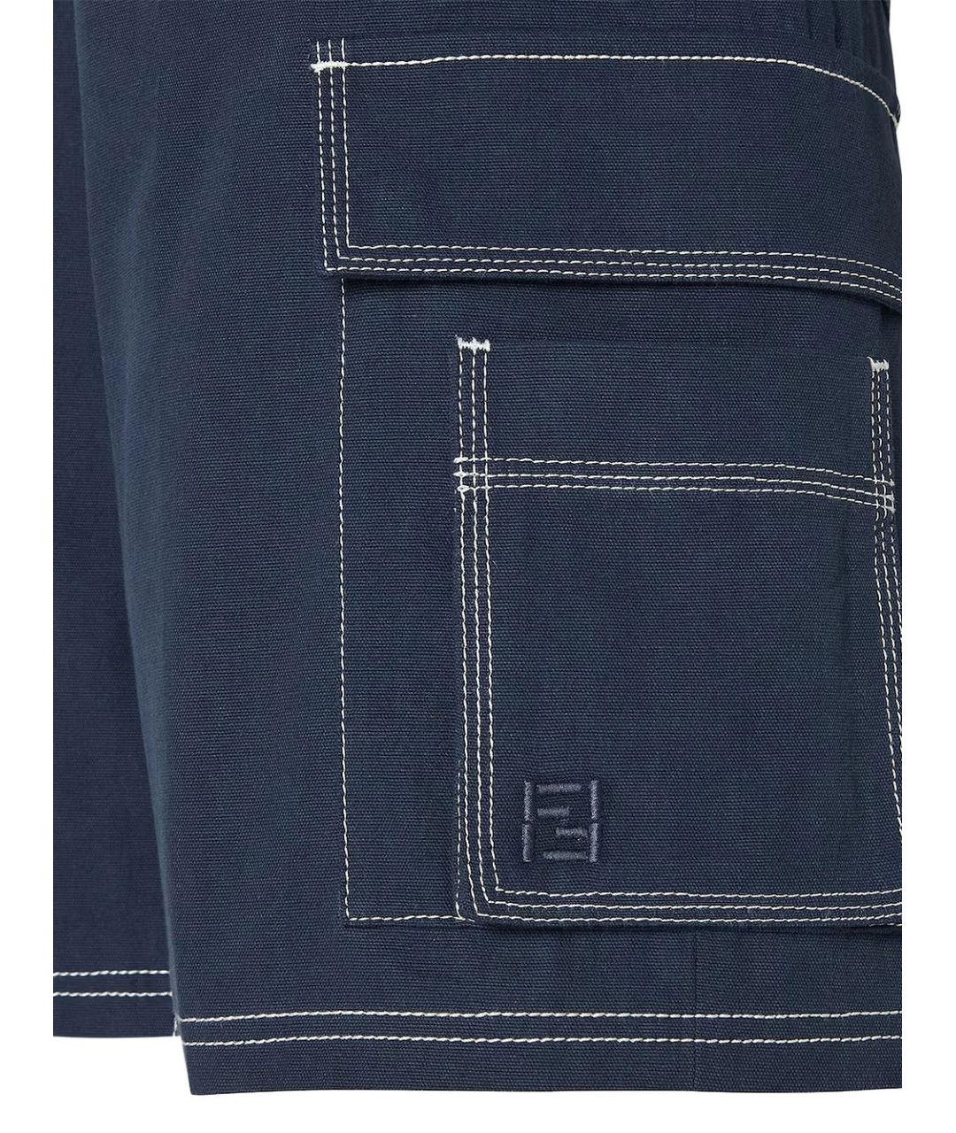 FENDI Синие хлопковые шорты, фото 3