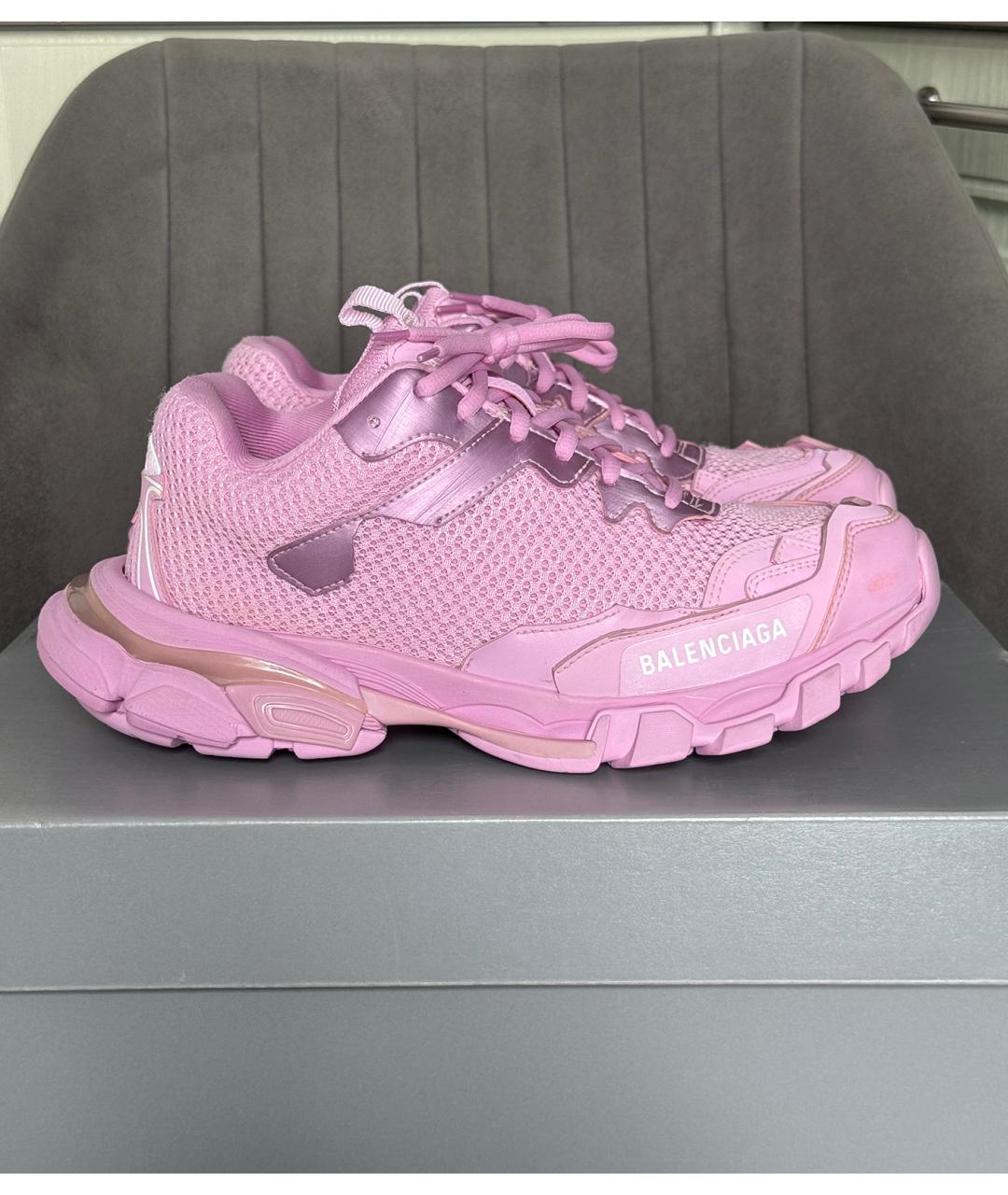 BALENCIAGA Розовые текстильные низкие кроссовки / кеды, фото 4