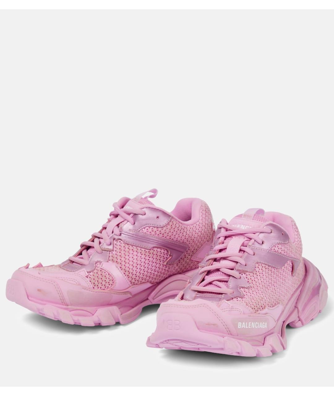 BALENCIAGA Розовые текстильные низкие кроссовки / кеды, фото 9