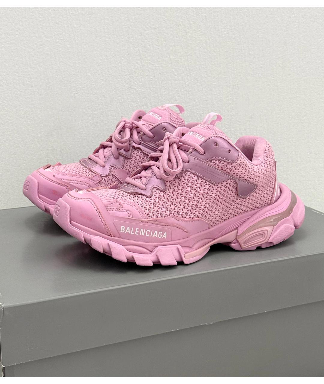 BALENCIAGA Розовые текстильные низкие кроссовки / кеды, фото 2