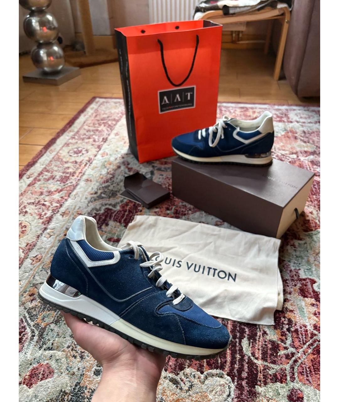 LOUIS VUITTON Синие замшевые кроссовки, фото 2