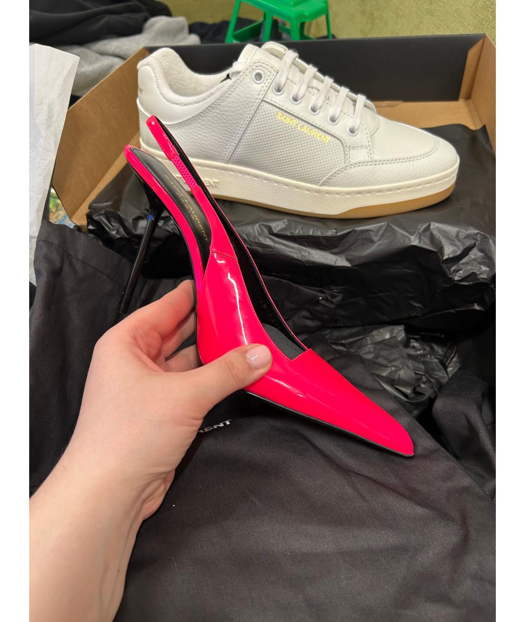 SAINT LAURENT Розовые туфли из лакированной кожи, фото 3