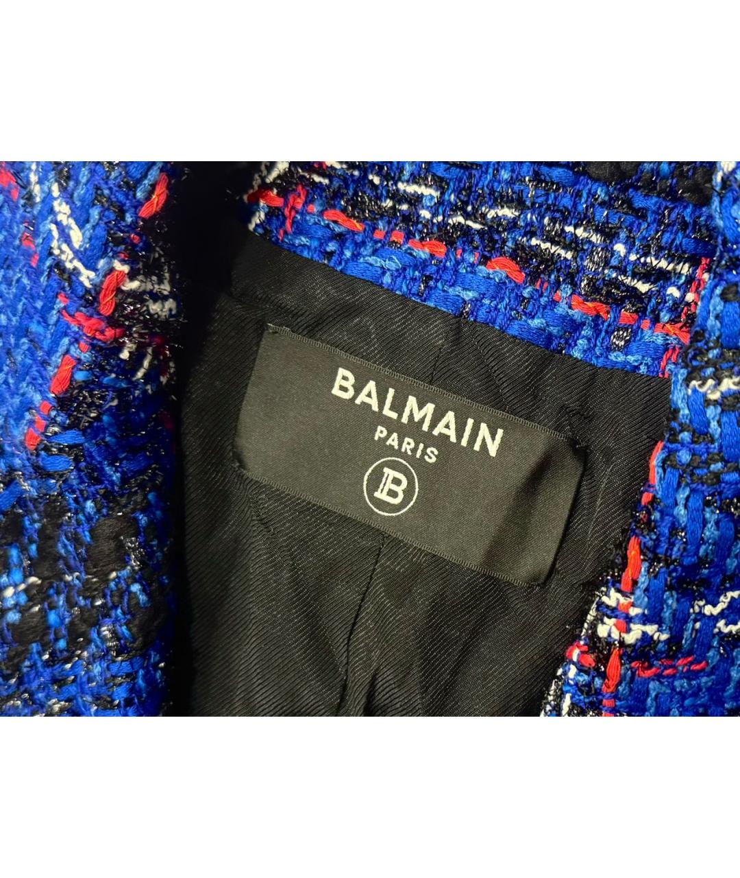 BALMAIN Синий твидовый жакет/пиджак, фото 3