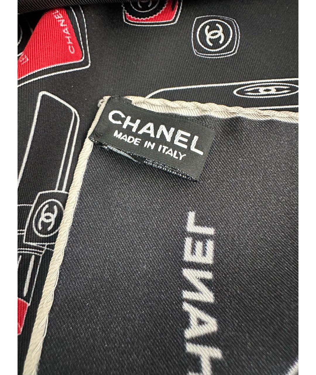 CHANEL Черный шелковый платок, фото 3