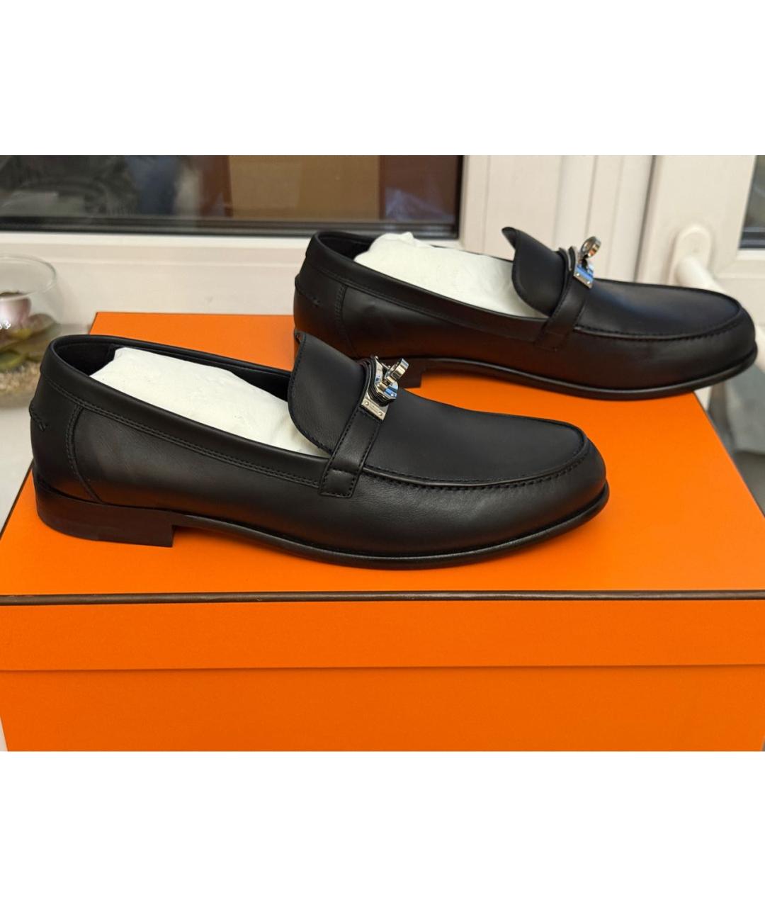 HERMES Черные кожаные лоферы, фото 8