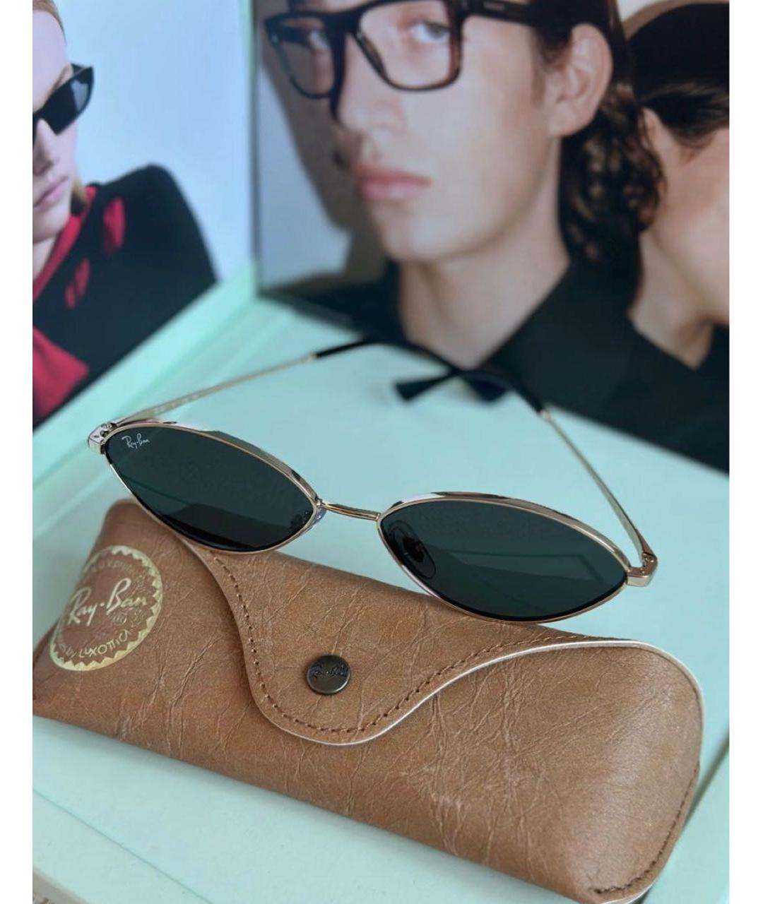 RAY BAN Золотые металлические солнцезащитные очки, фото 5