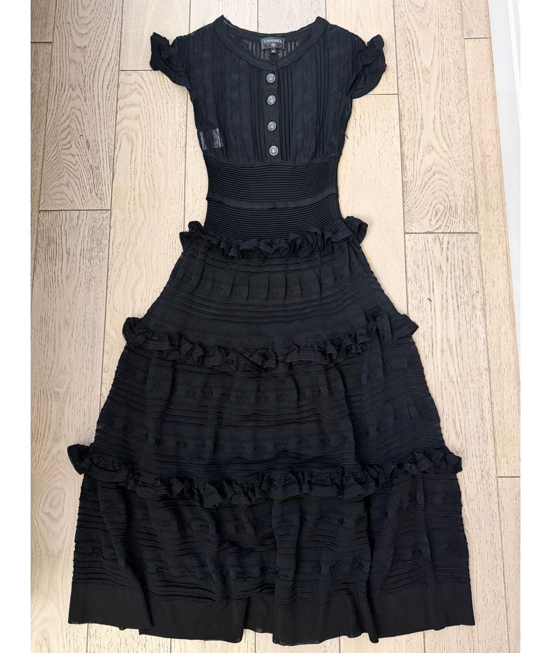 CHANEL Черное вискозное повседневное платье, фото 2
