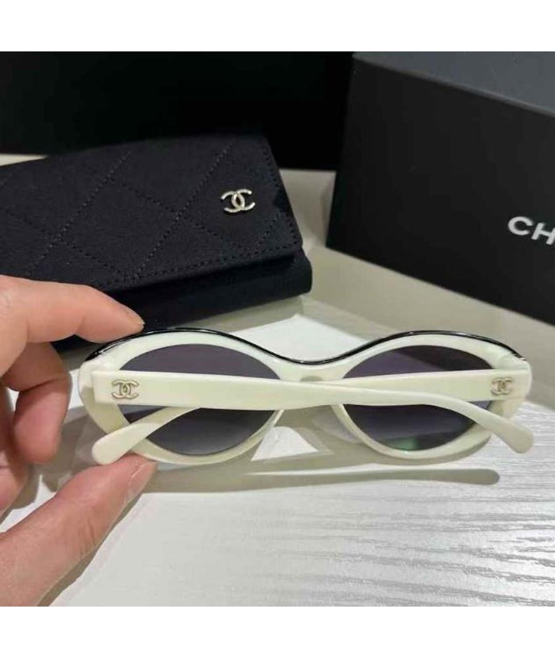 CHANEL Белые пластиковые солнцезащитные очки, фото 2