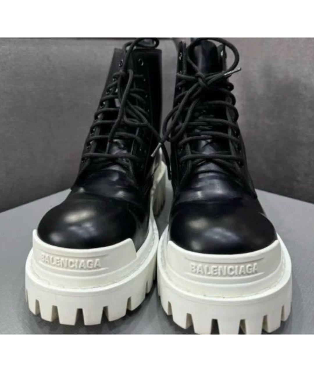 BALENCIAGA Черные кожаные ботинки, фото 3