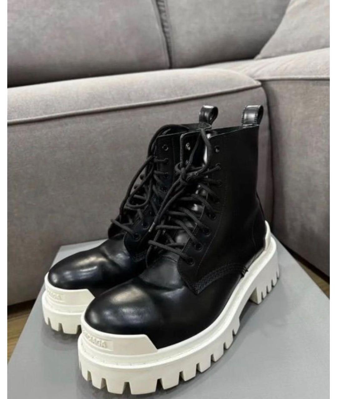 BALENCIAGA Черные кожаные ботинки, фото 4