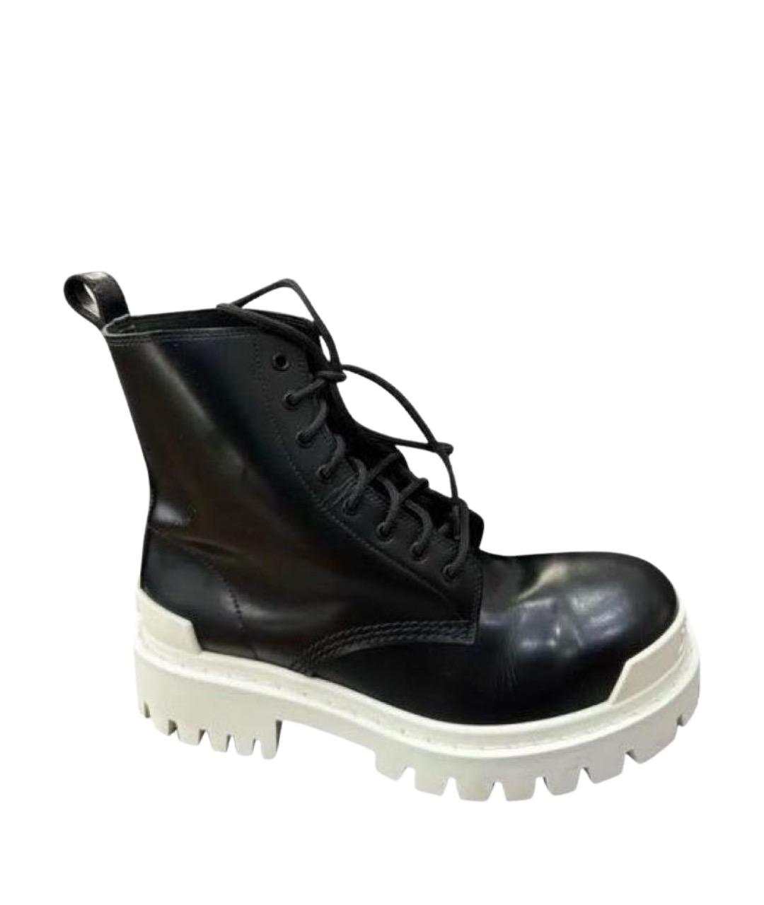 BALENCIAGA Черные кожаные ботинки, фото 1