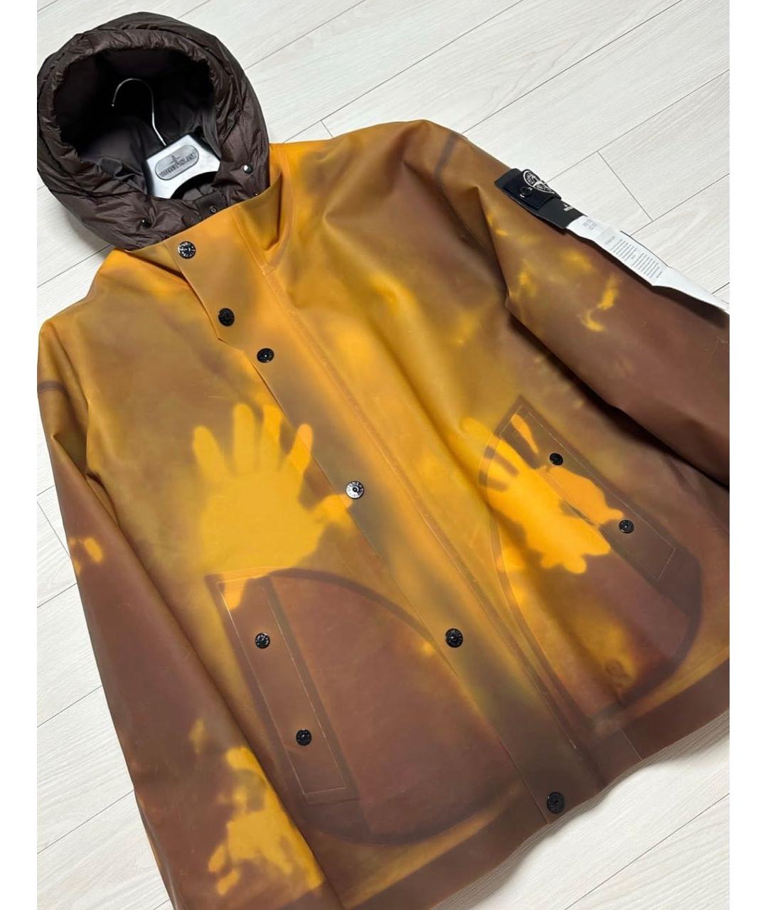 STONE ISLAND Оранжевый полиуретановый пуховик, фото 2