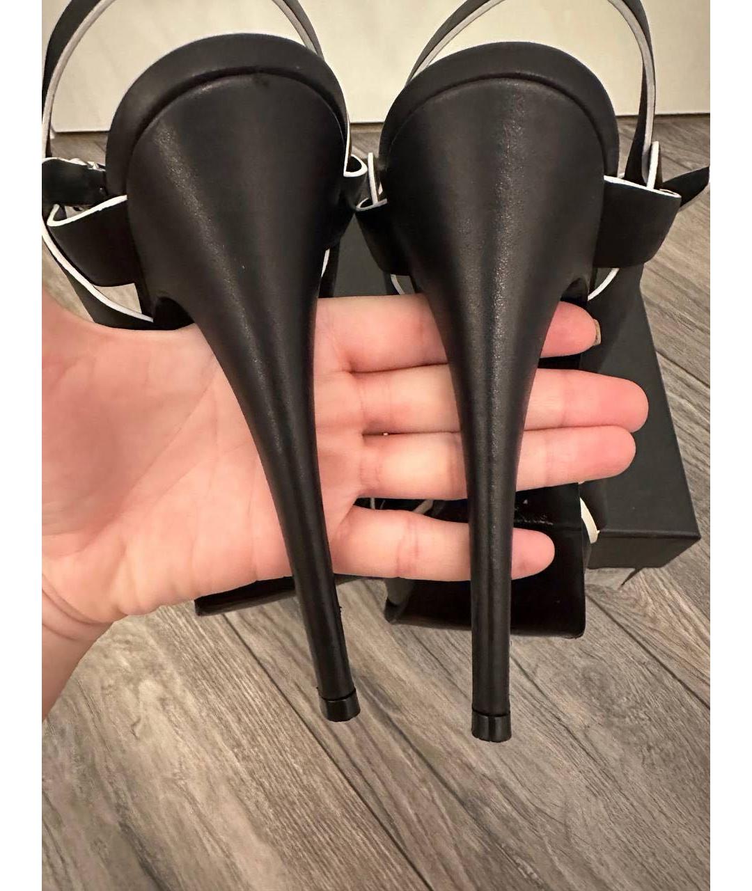 SAINT LAURENT Черные кожаные босоножки, фото 5