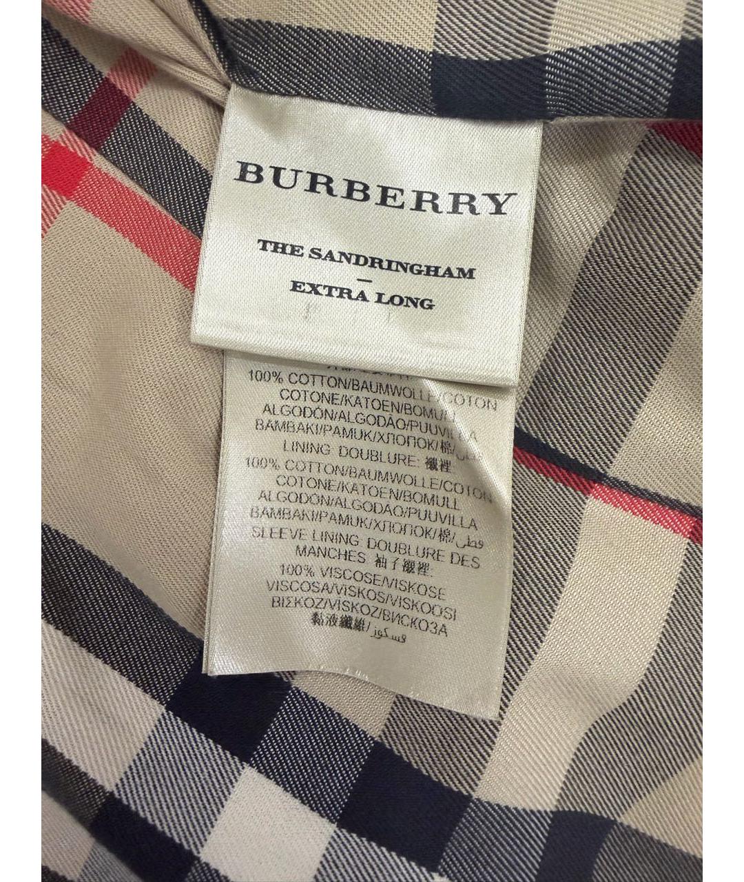 BURBERRY Бежевый хлопковый тренч/плащ, фото 8