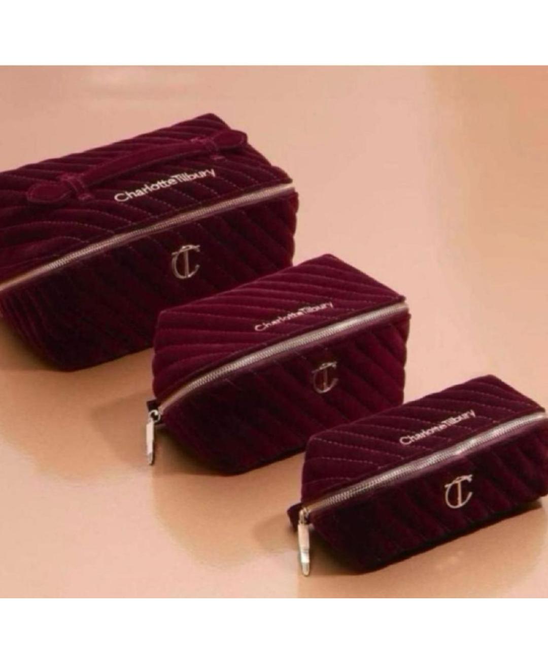 CHARLOTTE TILBURY Бордовая бархатная косметичка, фото 2