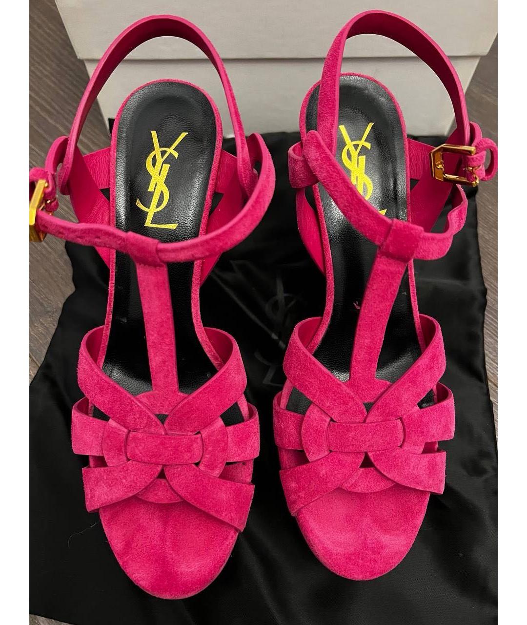 SAINT LAURENT Розовые замшевые босоножки, фото 2