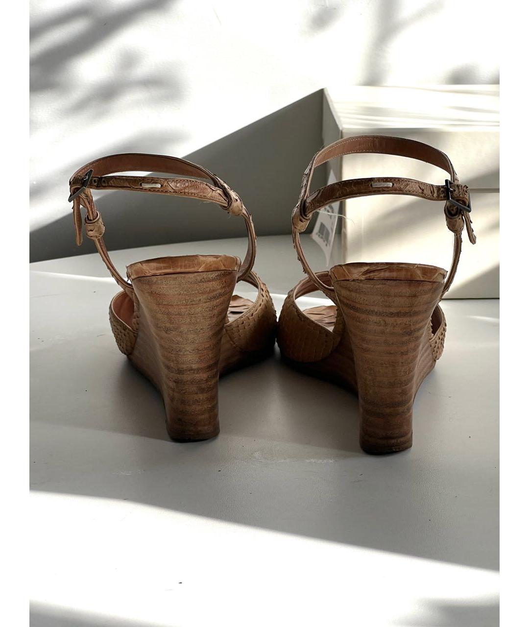 MAISON MARGIELA Бежевые кожаные босоножки, фото 4