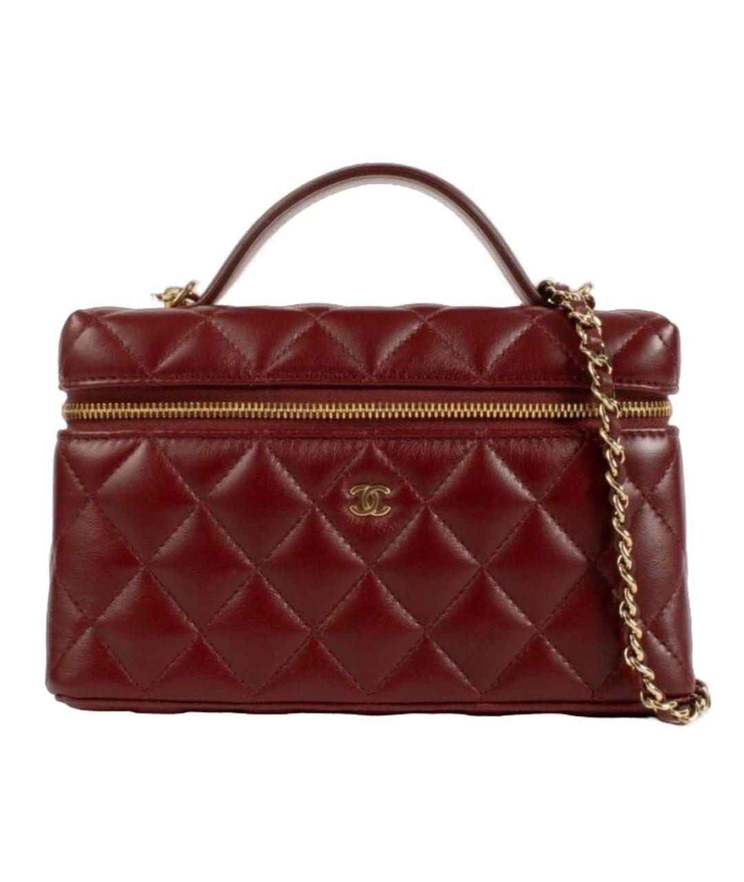 CHANEL Бордовая кожаная сумка через плечо, фото 5