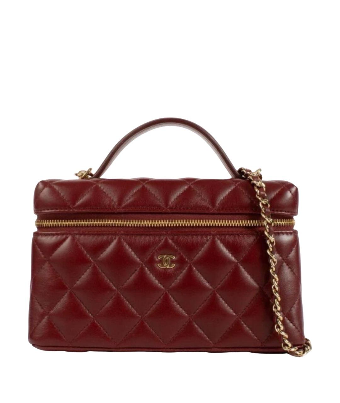 CHANEL Бордовая кожаная сумка через плечо, фото 1