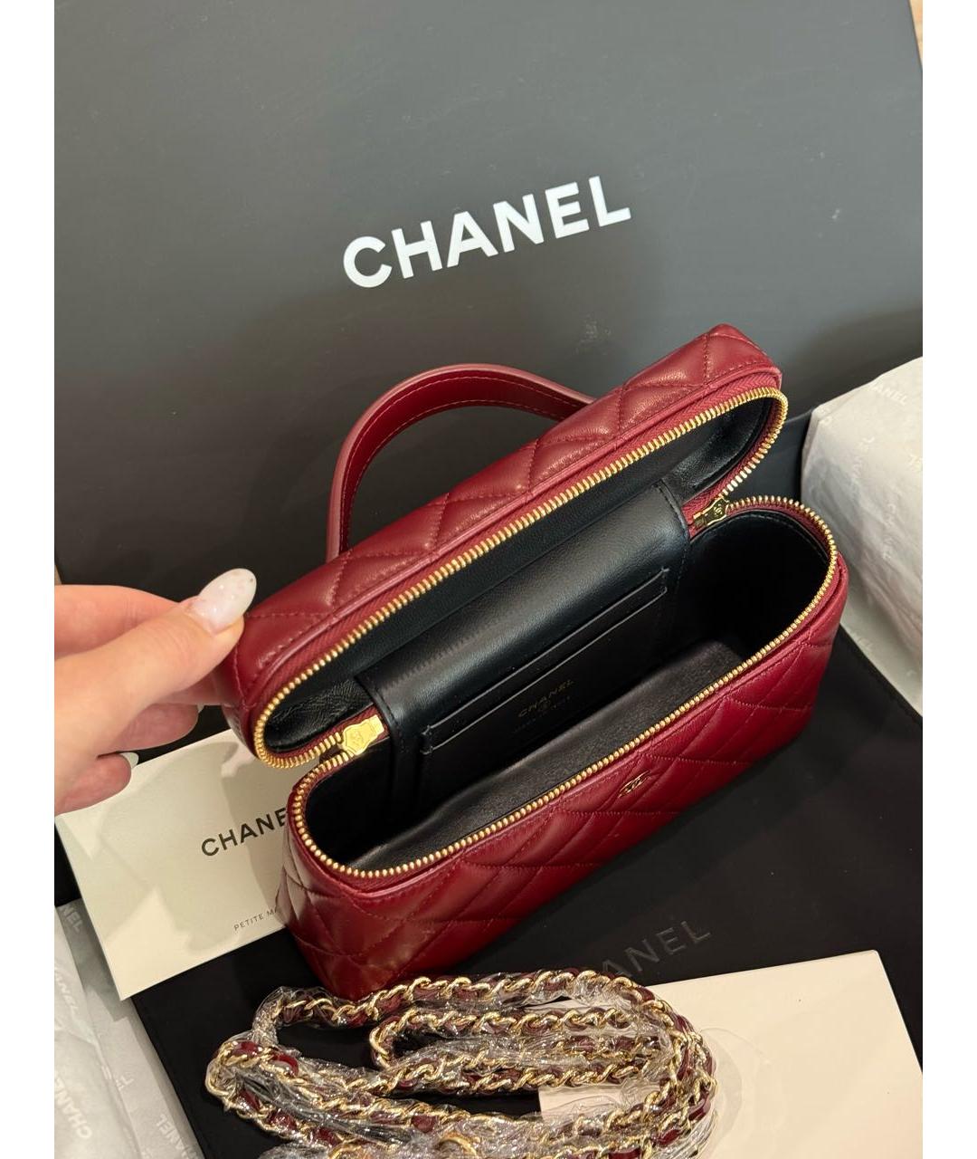 CHANEL Бордовая кожаная сумка через плечо, фото 4
