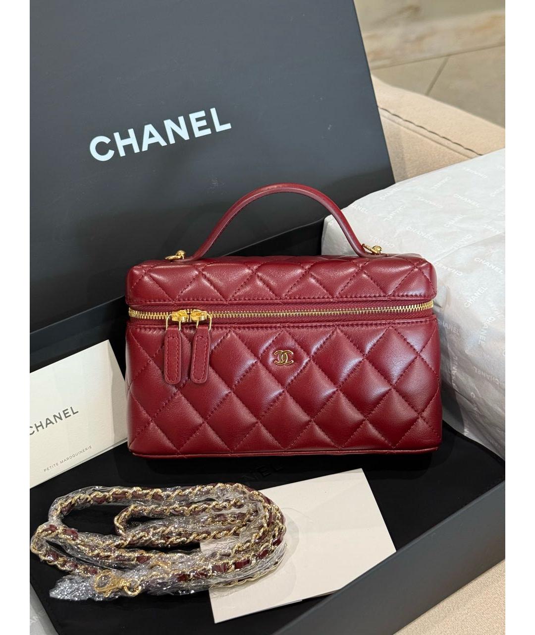 CHANEL Бордовая кожаная сумка через плечо, фото 2