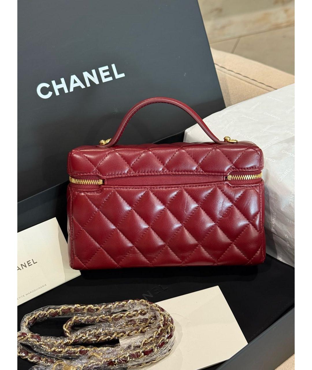 CHANEL Бордовая кожаная сумка через плечо, фото 3
