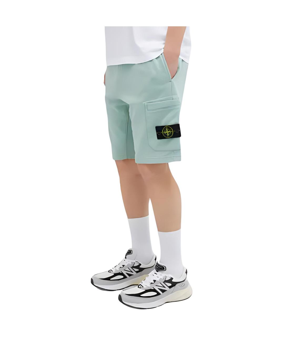 STONE ISLAND Зеленые шорты, фото 4