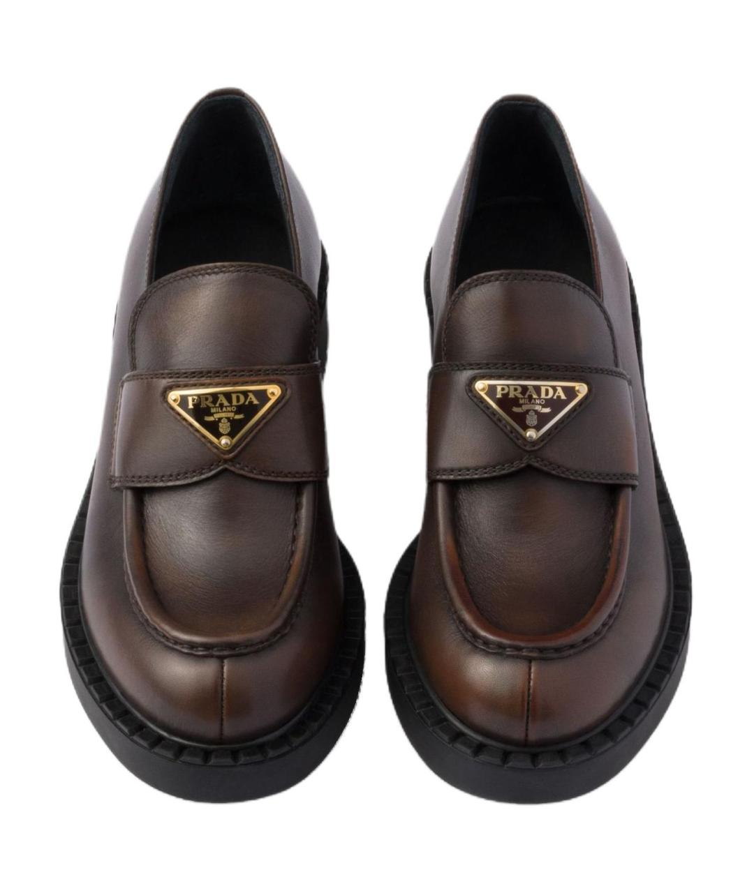 PRADA Коричневые кожаные лоферы, фото 5