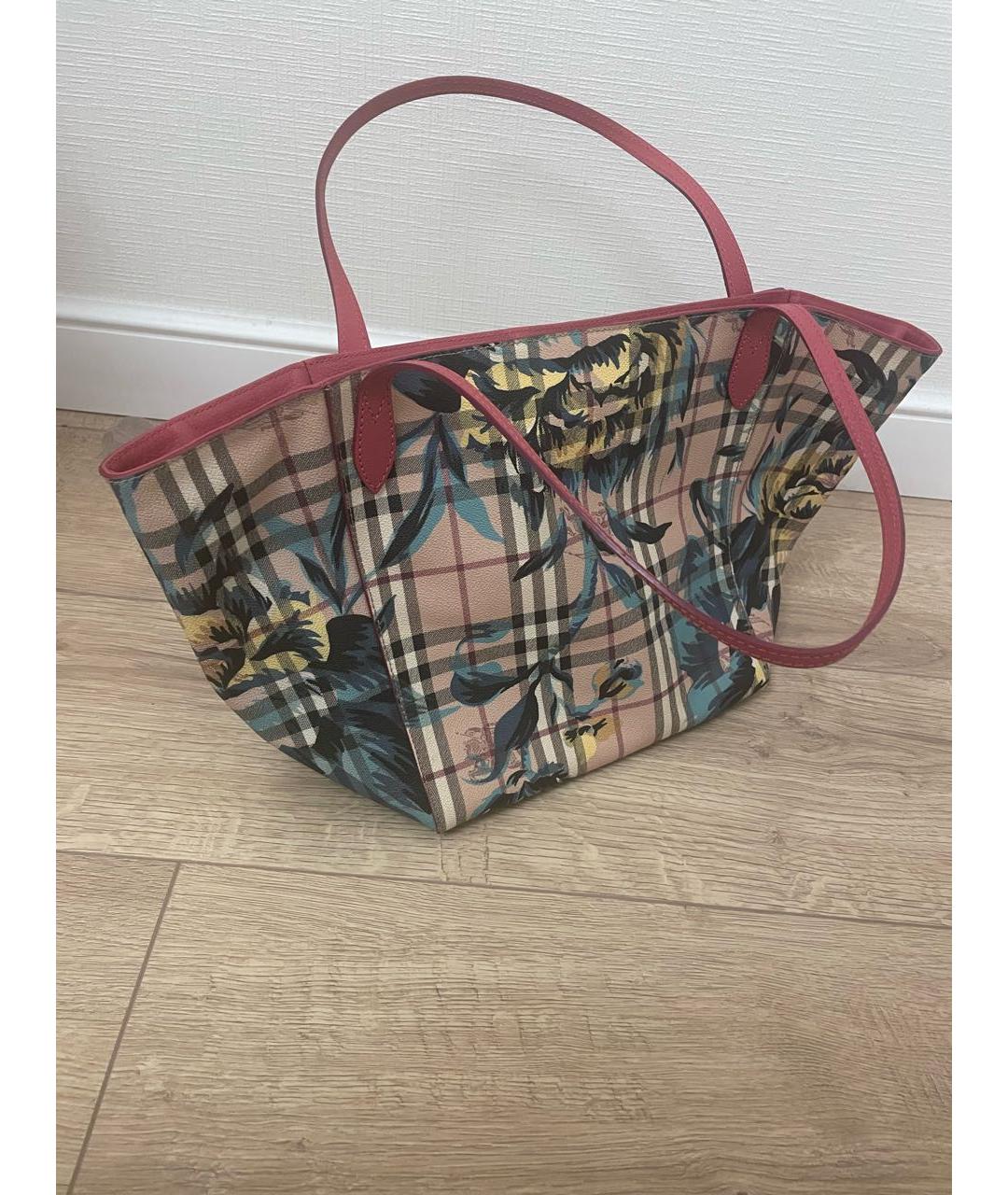 BURBERRY Желтая сумка тоут из искусственной кожи, фото 2