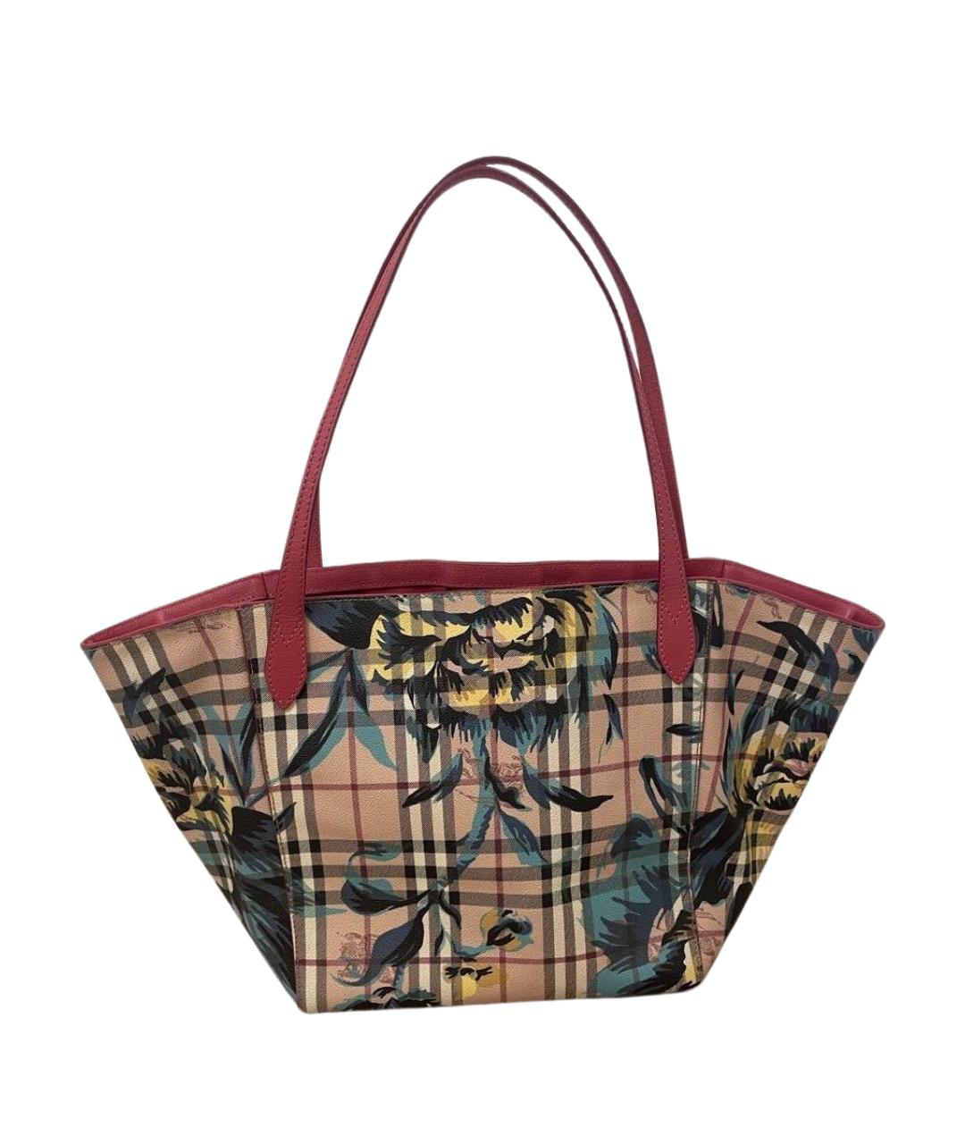 BURBERRY Желтая сумка тоут из искусственной кожи, фото 1