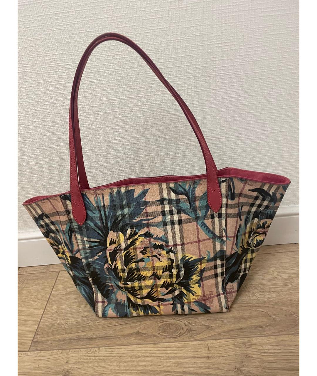BURBERRY Желтая сумка тоут из искусственной кожи, фото 3