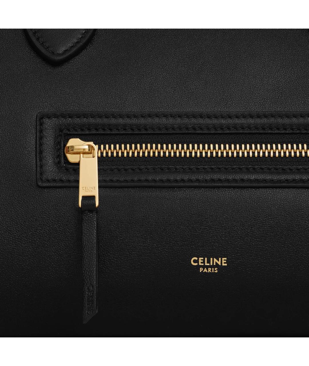 CELINE Черная кожаная сумка тоут, фото 6