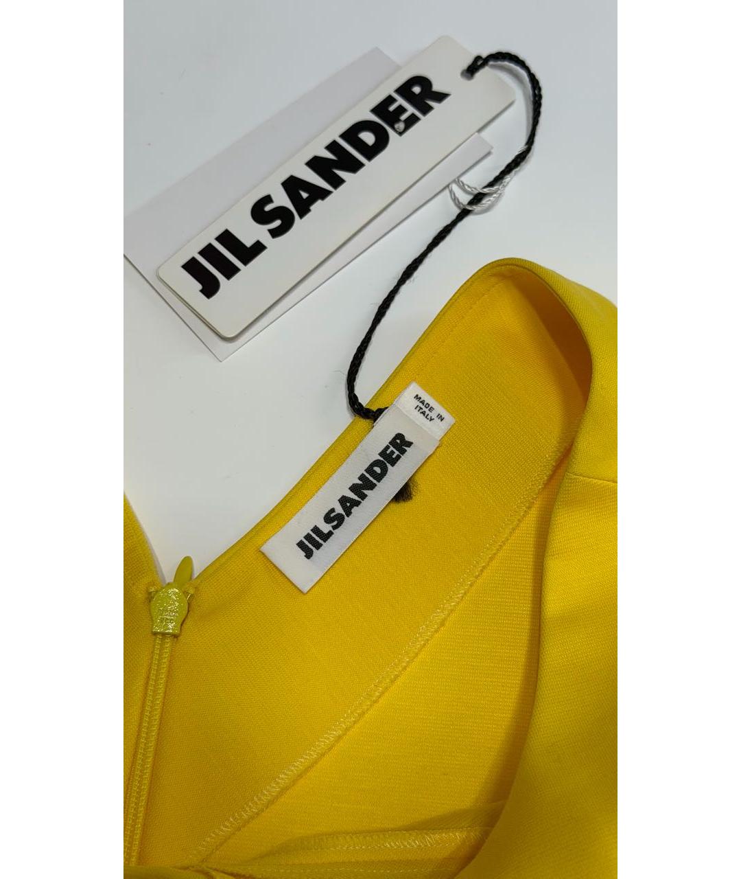 JIL SANDER Желтое хлопковое повседневное платье, фото 3
