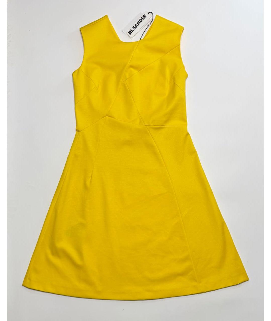 JIL SANDER Желтое хлопковое повседневное платье, фото 5