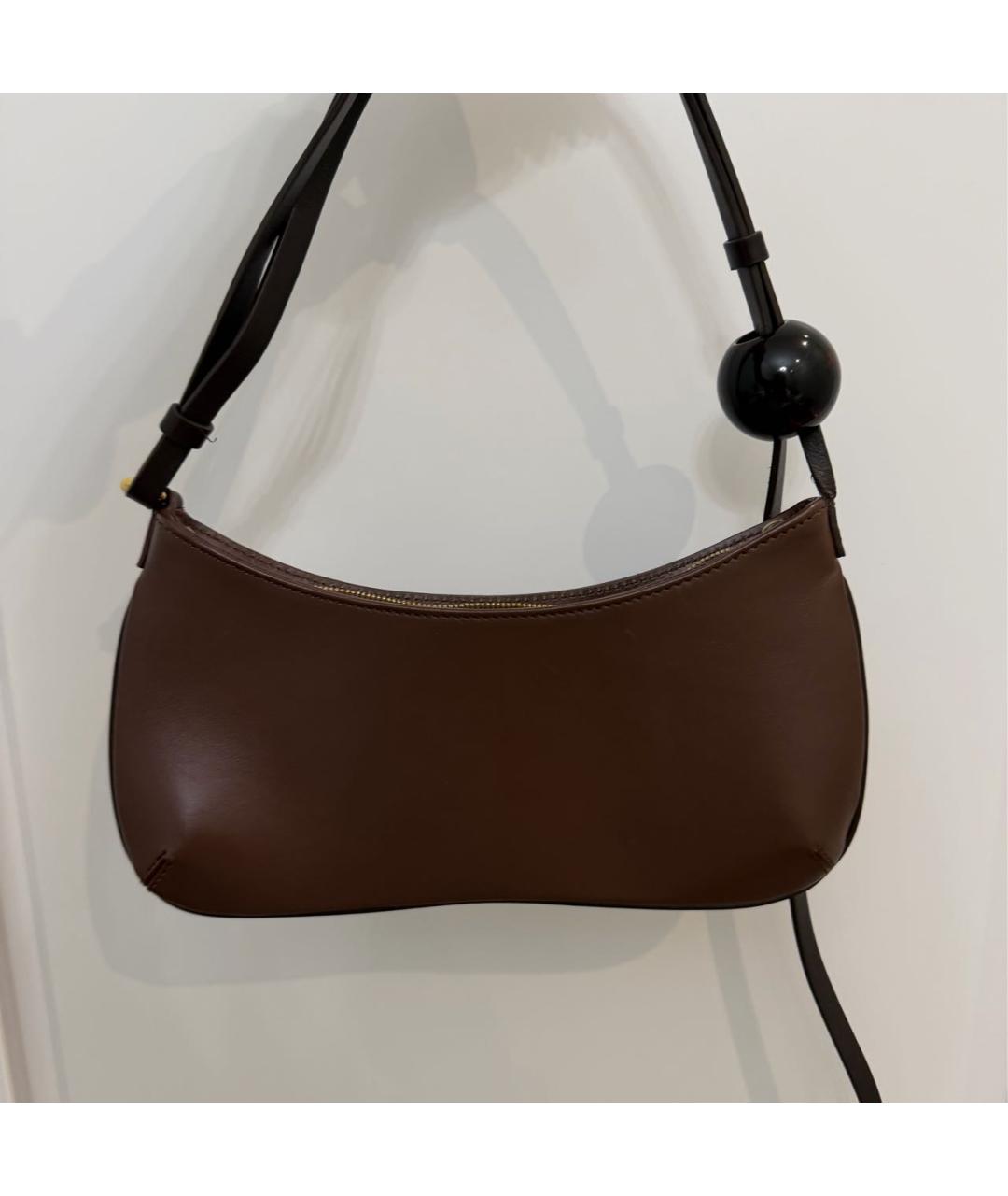 JACQUEMUS Коричневая кожаная сумка с короткими ручками, фото 4