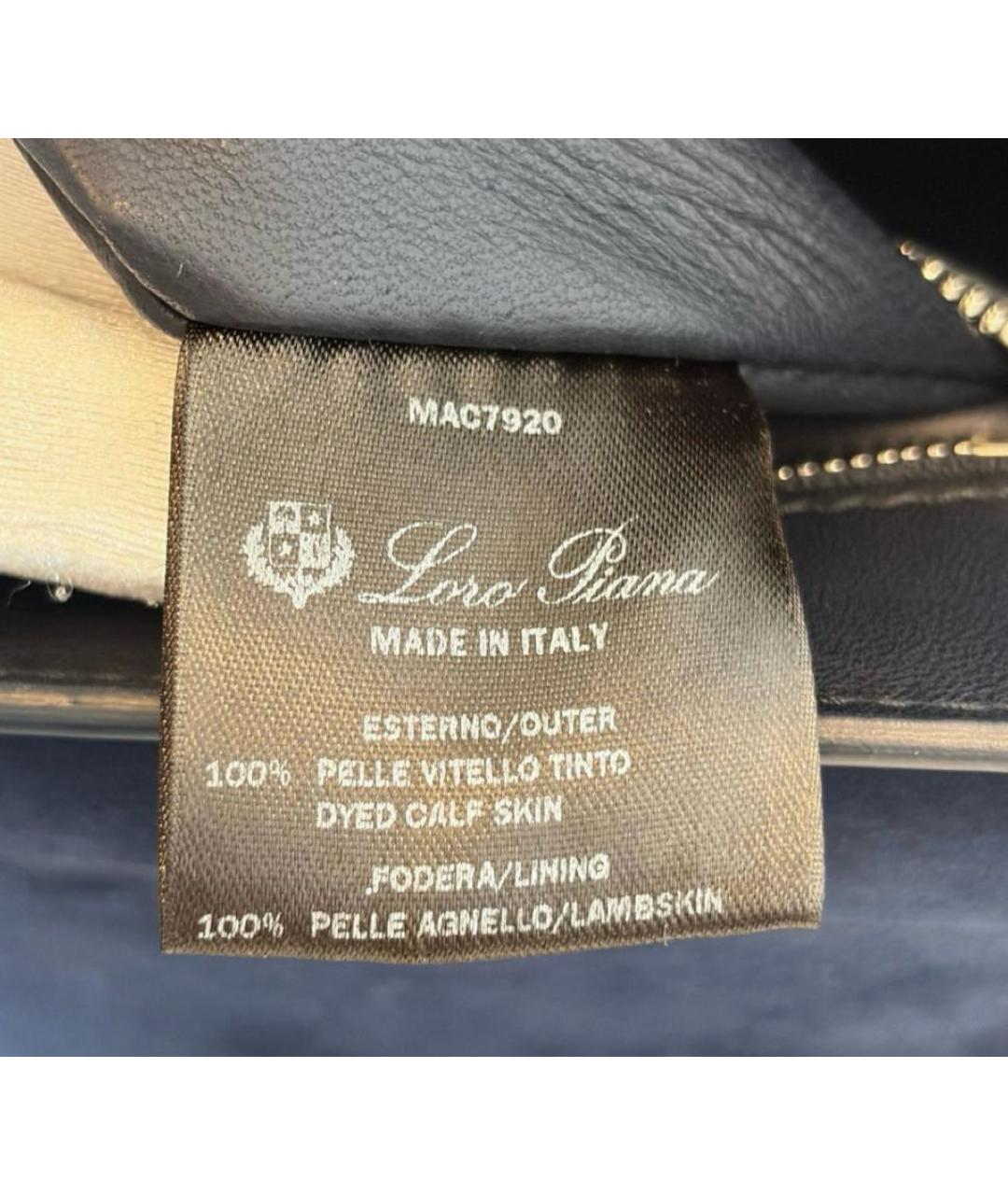LORO PIANA Темно-синяя кожаная сумка через плечо, фото 5
