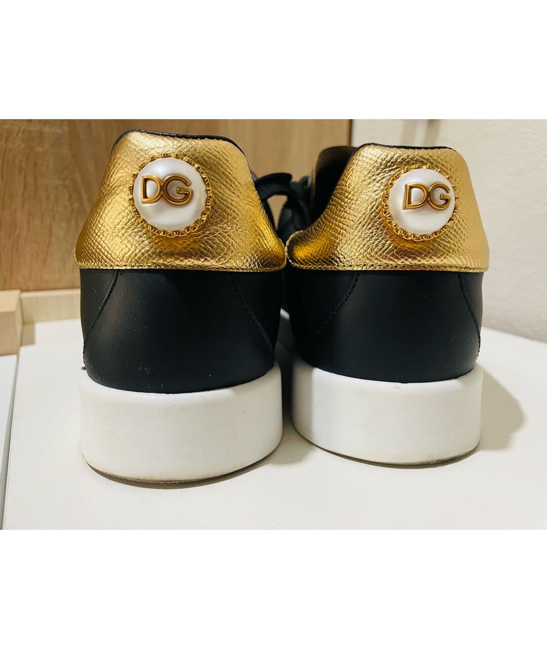 DOLCE&GABBANA Черные кожаные кроссовки, фото 4