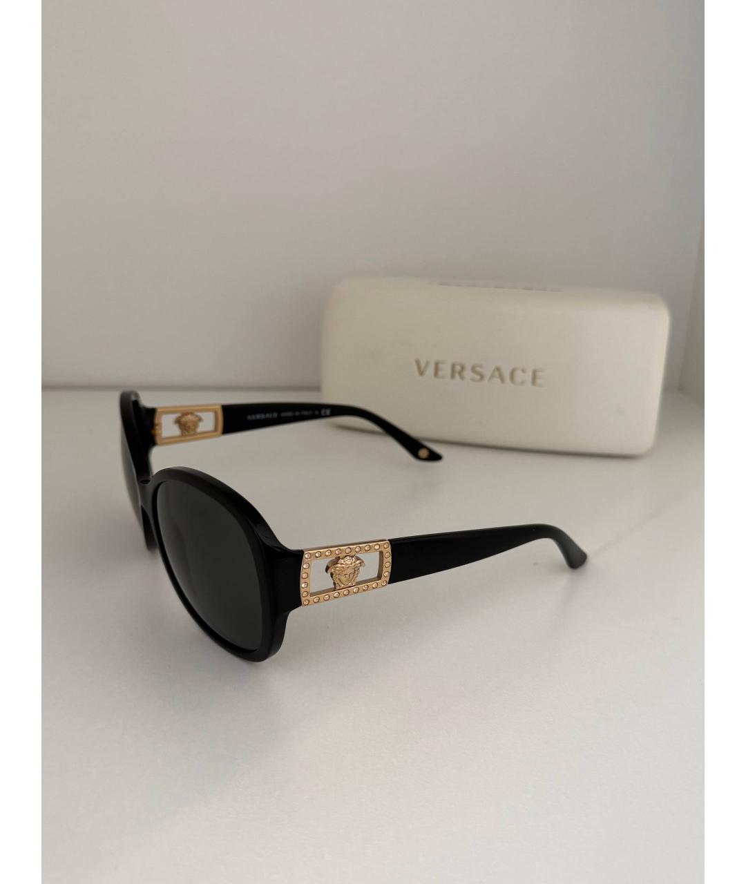 VERSACE Черные пластиковые солнцезащитные очки, фото 2