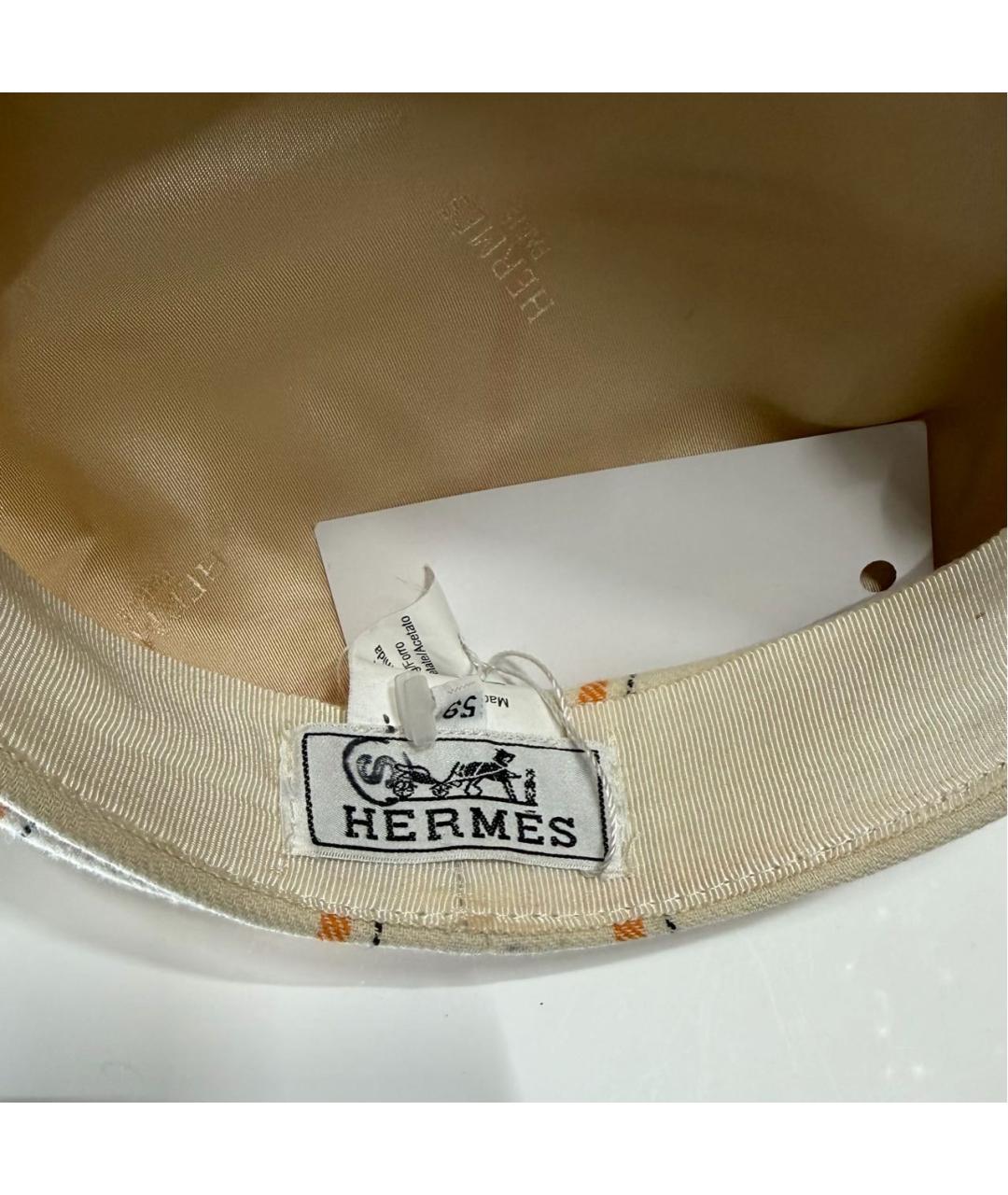 HERMES Бежевая шерстяная кепка, фото 4