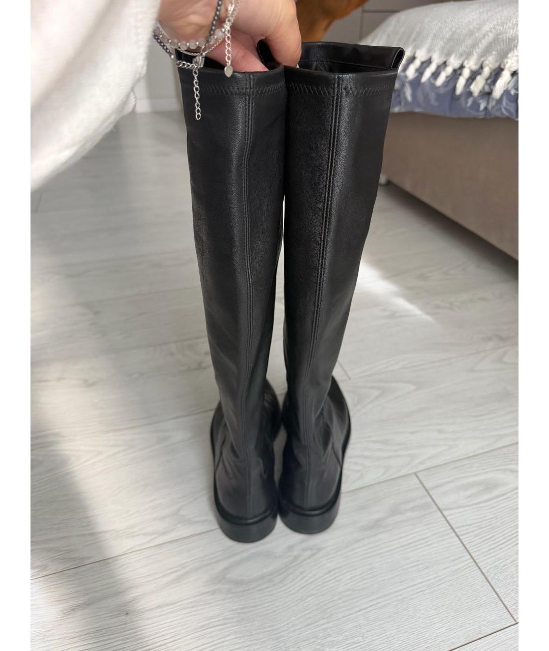 STUART WEITZMAN Черные кожаные сапоги, фото 4